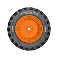 Ceat шина 360/70R20 120D/123A8 FARMAX R70/R75 TL — шина на оранжевом диске, вид сбоку