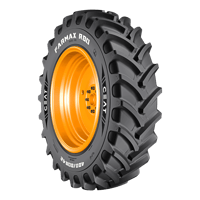Ceat шина 420/80R46 151D/154A8 FARMAX R80 TL — тракторная шина на жёлтом диске, вид сбоку