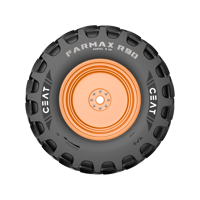 Ceat шина 420/90R30 142D/145A8 FARMAX R90 TL — сельхозшина на оранжевом диске, вид сбоку