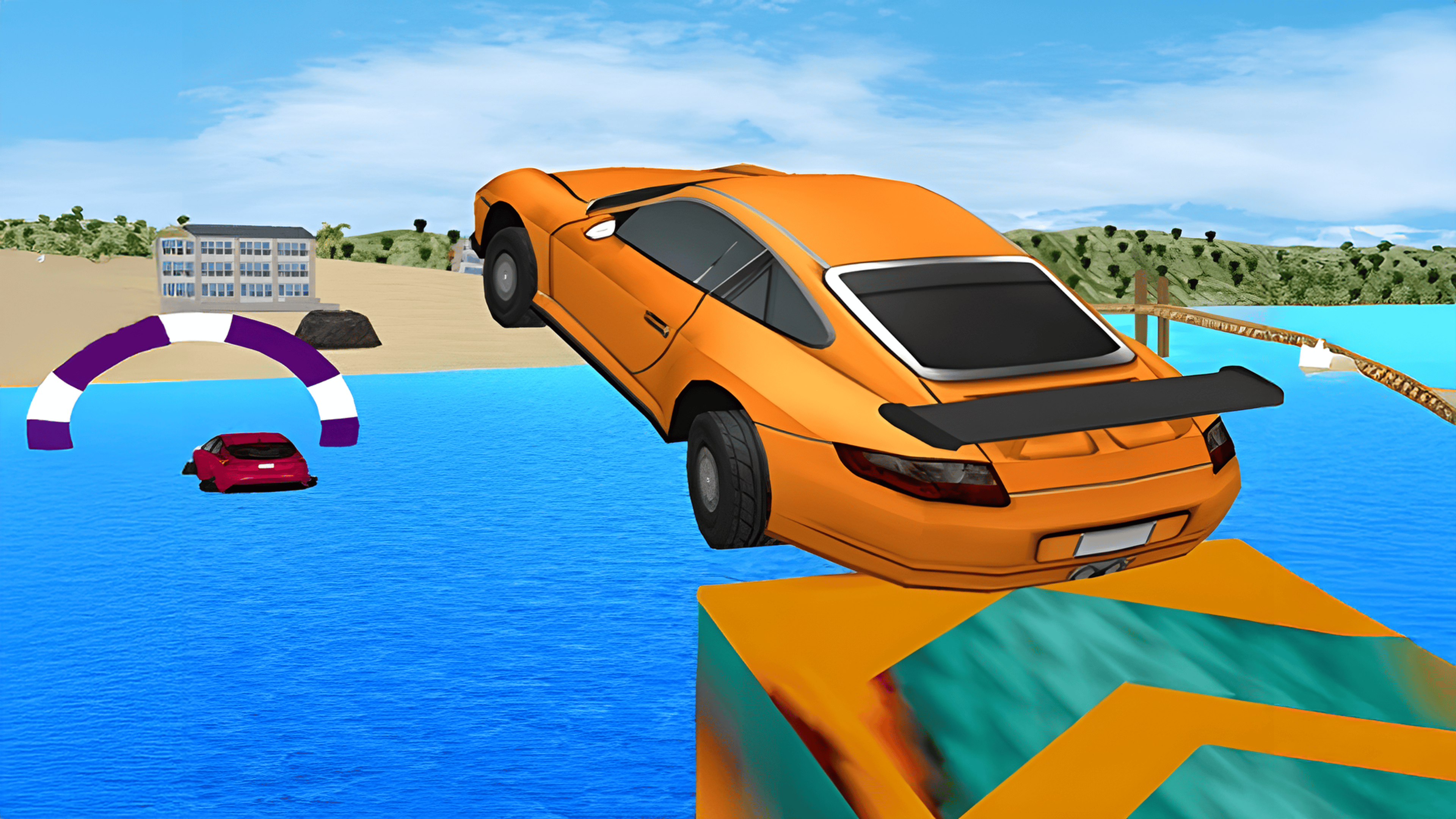 Water surfing Car Game Logo