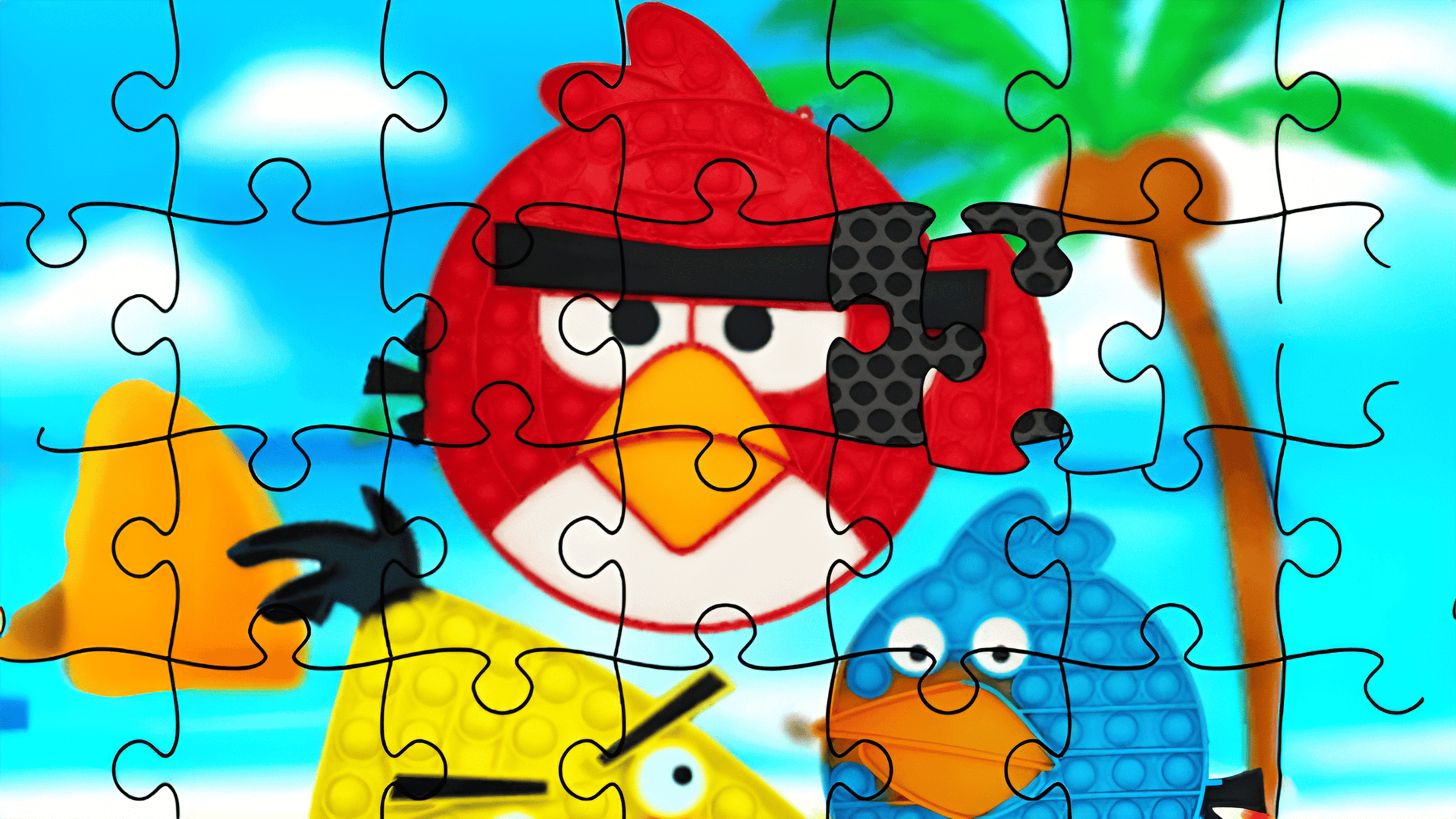 Funny Birds Pop It Jigsaw Logo