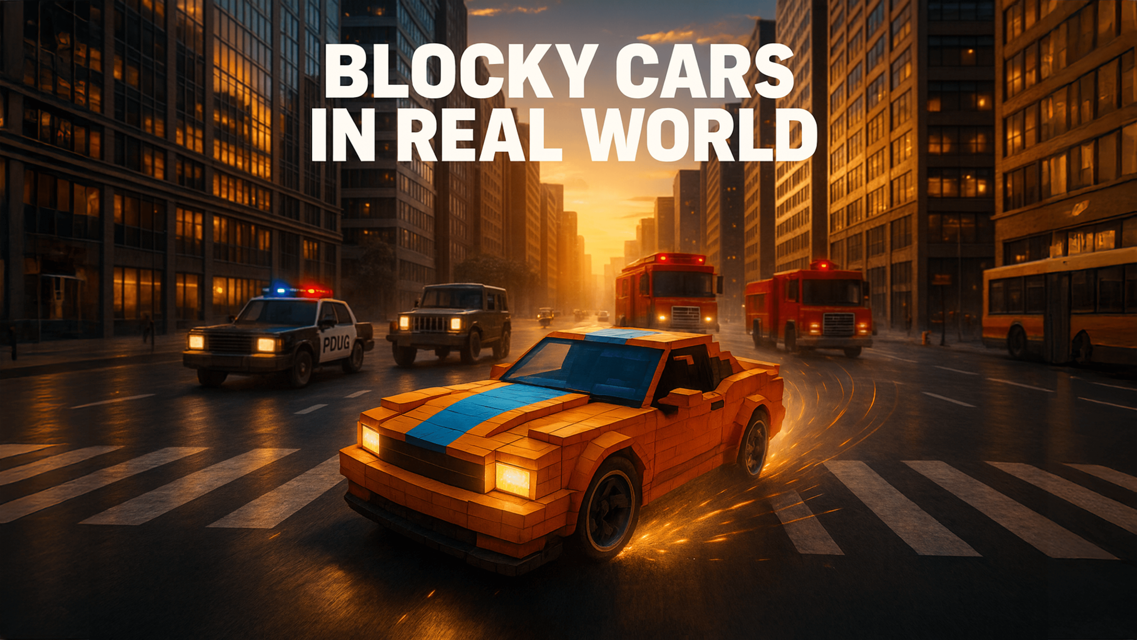 Blocky Cars In Real World Logo