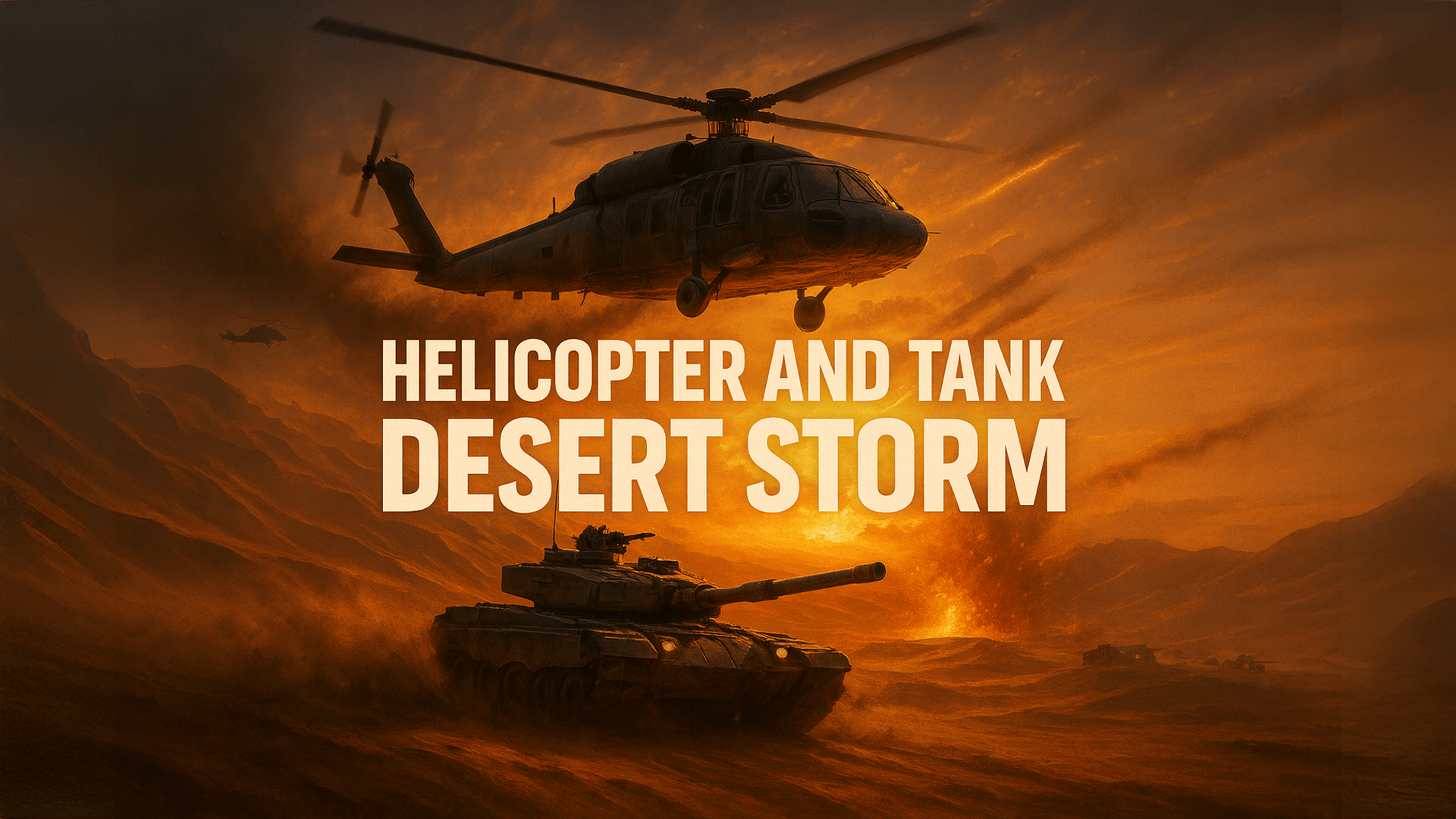 Helicopter and Tank Battle Desert Storm Logo