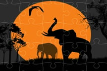 Elephant Silhouette Jigsaw Logo