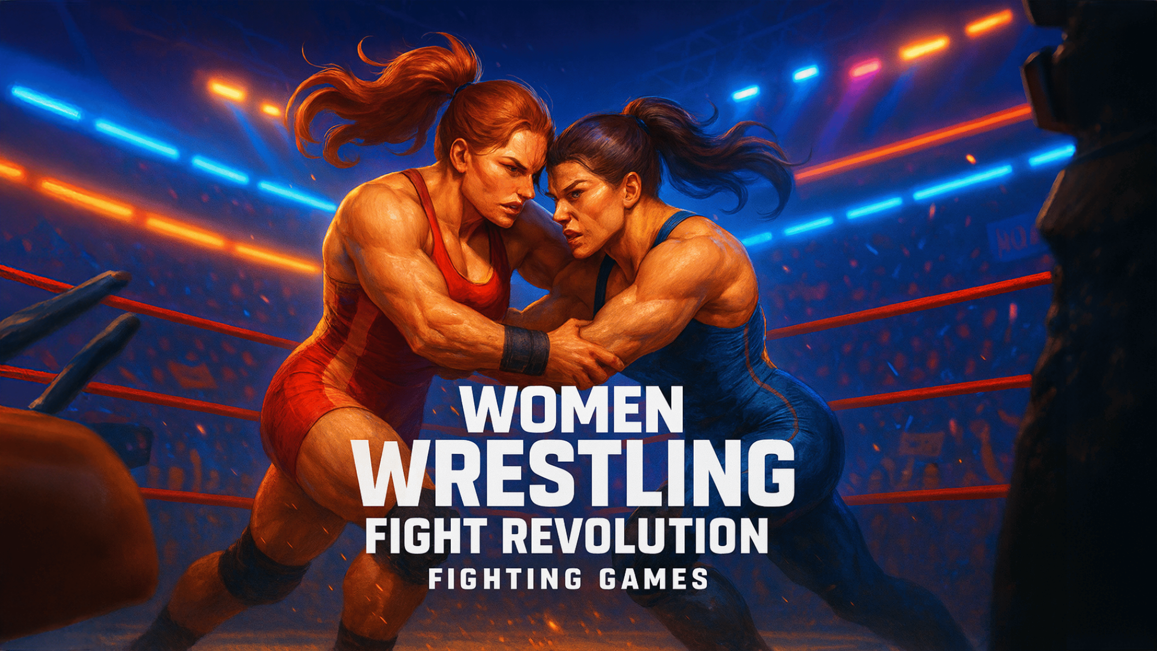 Women Wrestling Fight Revolution Fighting Games Logo