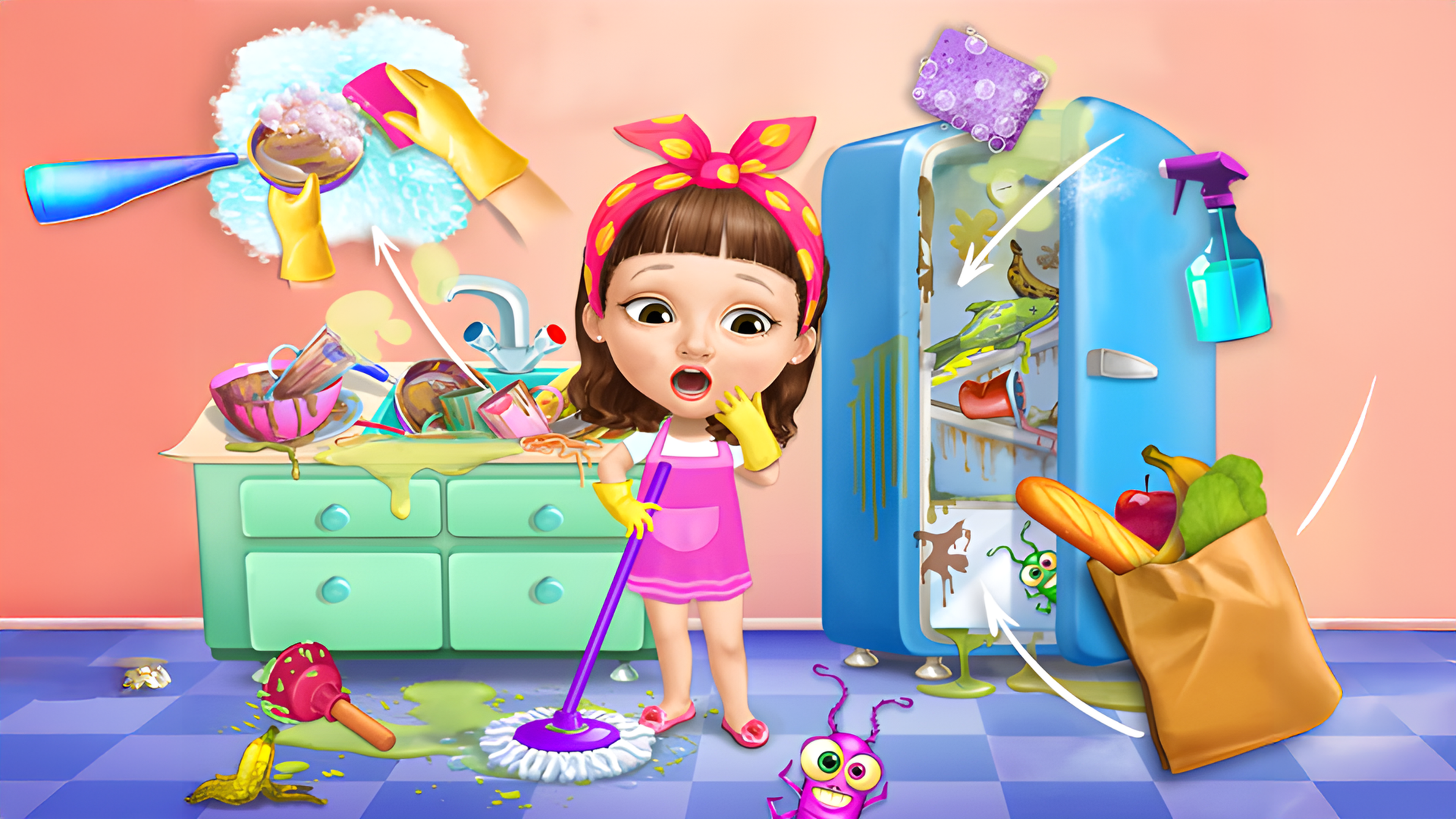 Sweet Baby Girl Cleanup Messy House Logo