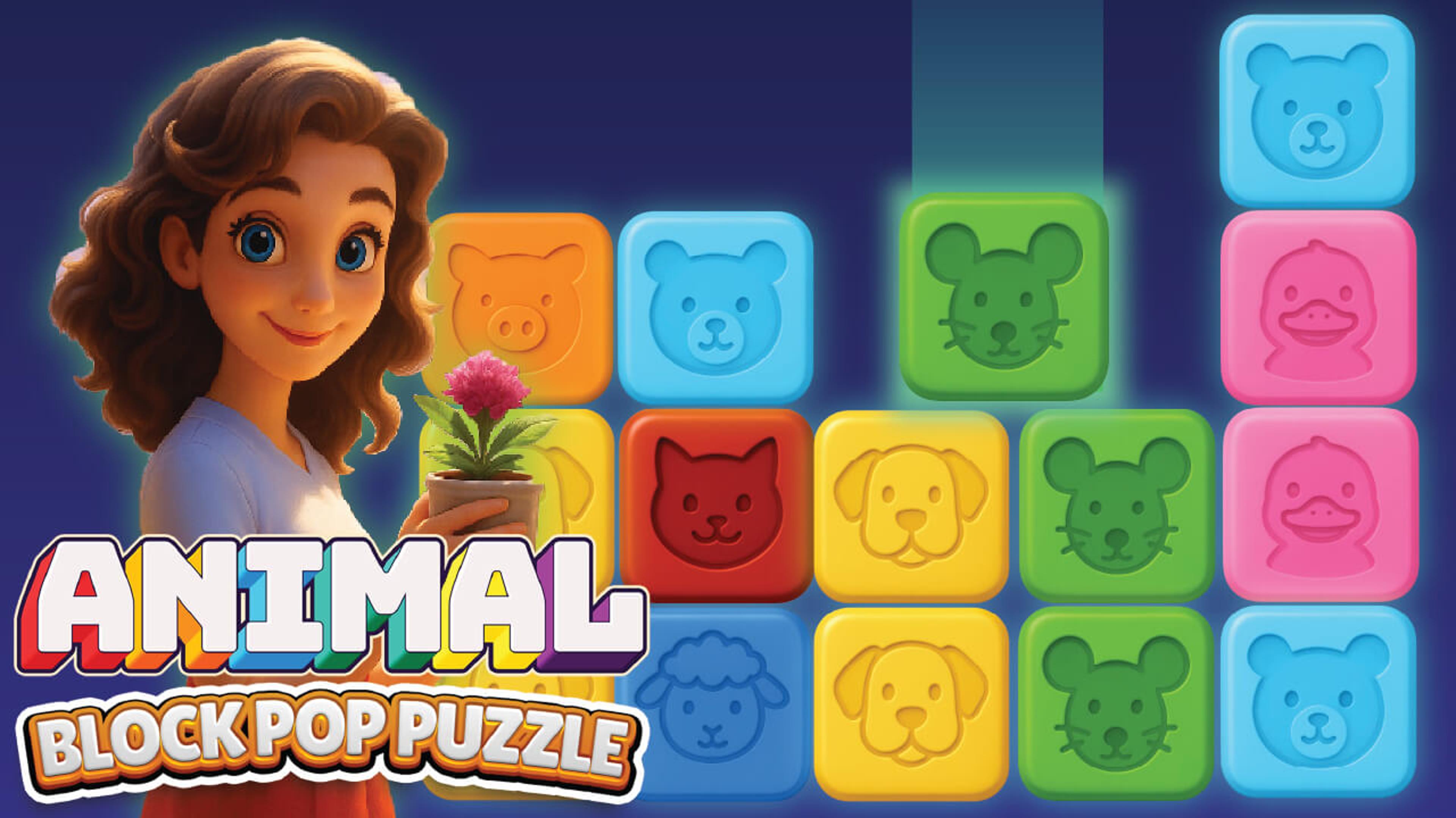 Animal Block Pop Puzzle Logo