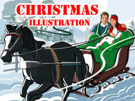 Christmas Illustration Puzzle Logo