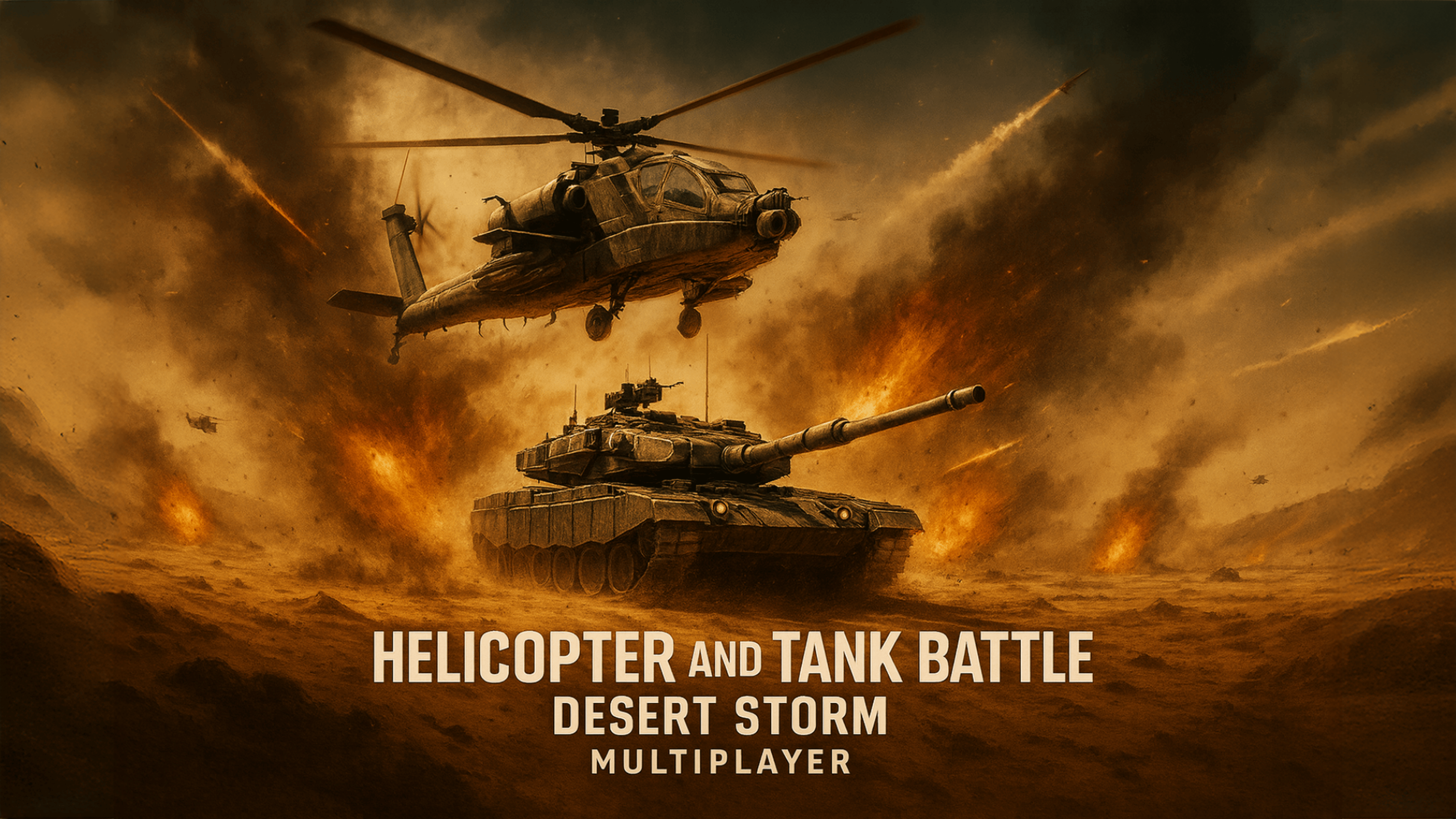 Helicopter And Tank Battle Desert Storm Multiplayer Logo
