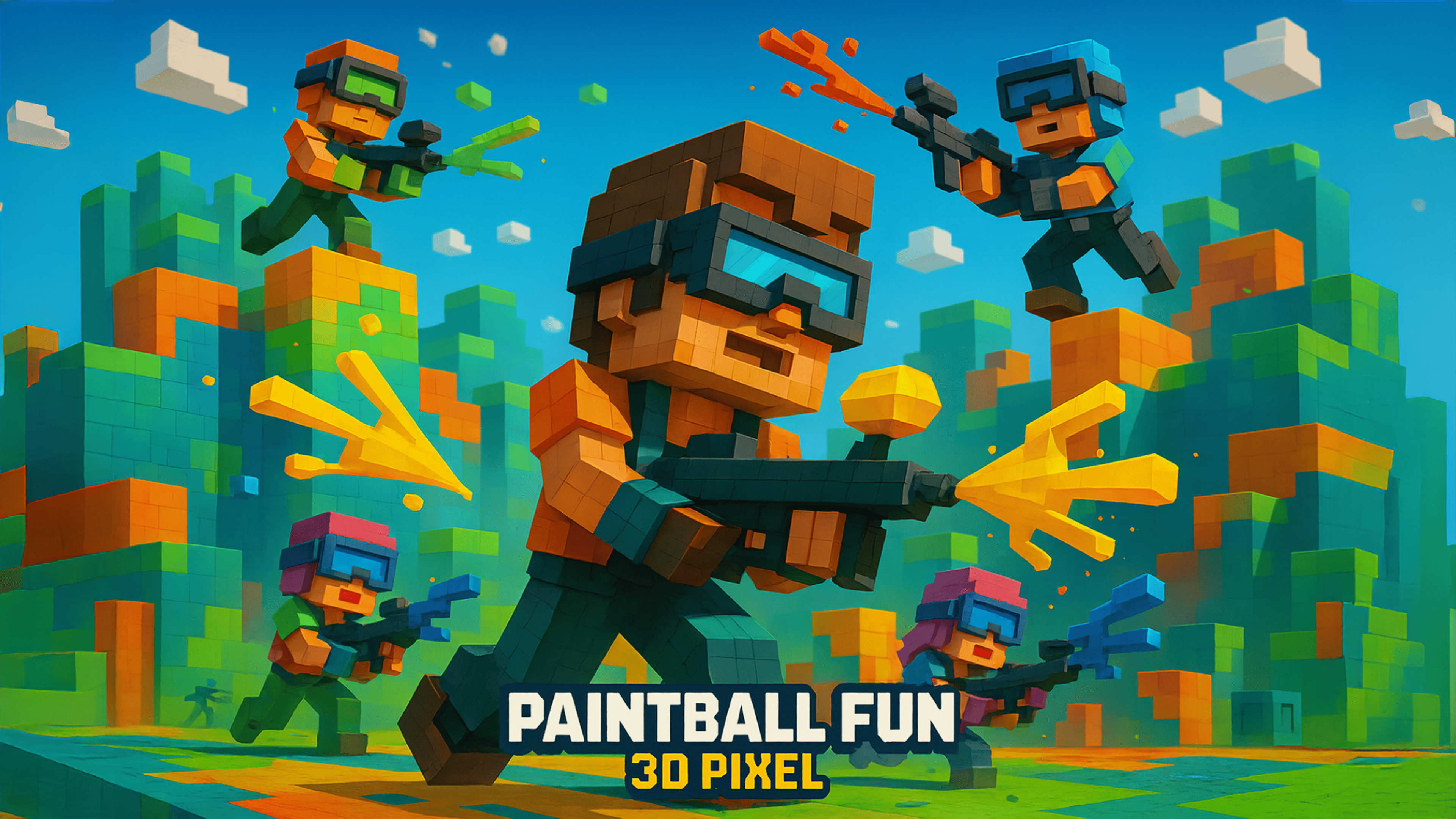 Paintball Fun: 3D pixel Logo