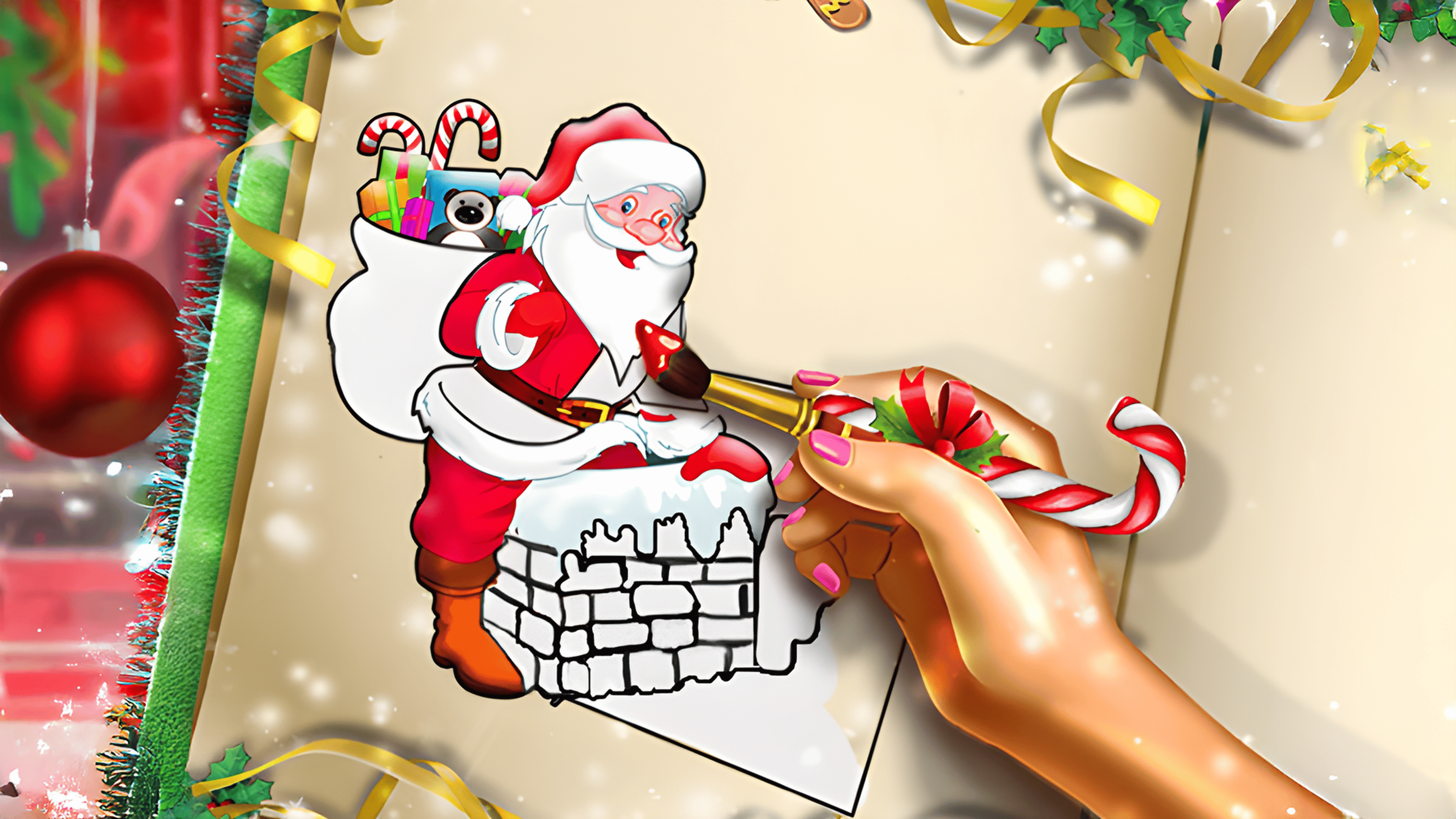 Santa Christmas Coloring Logo