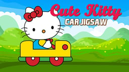 Cute Kitty Car Jigsaw Logo