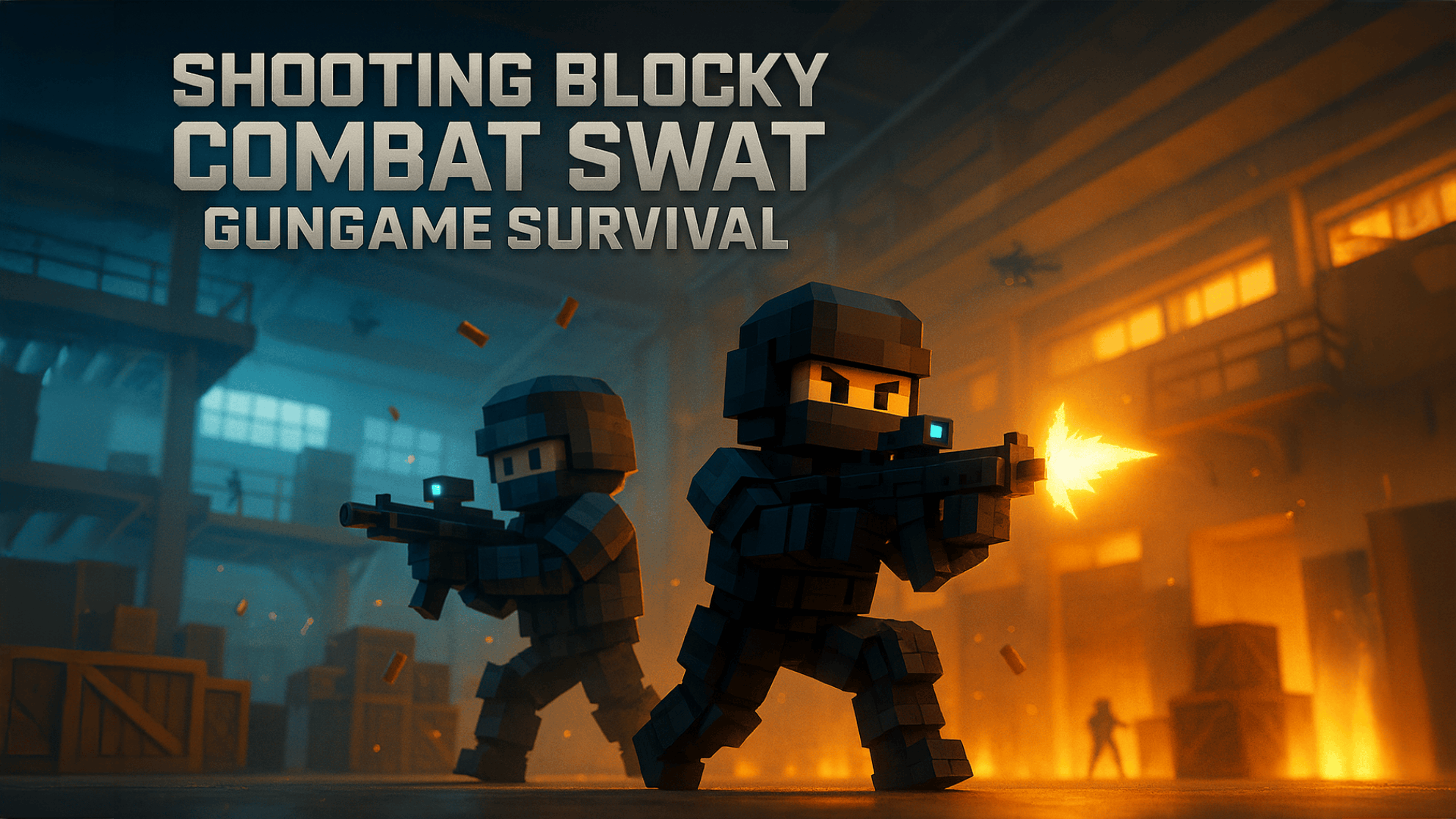 Shooting Blocky Combat Swat GunGame Survival Logo