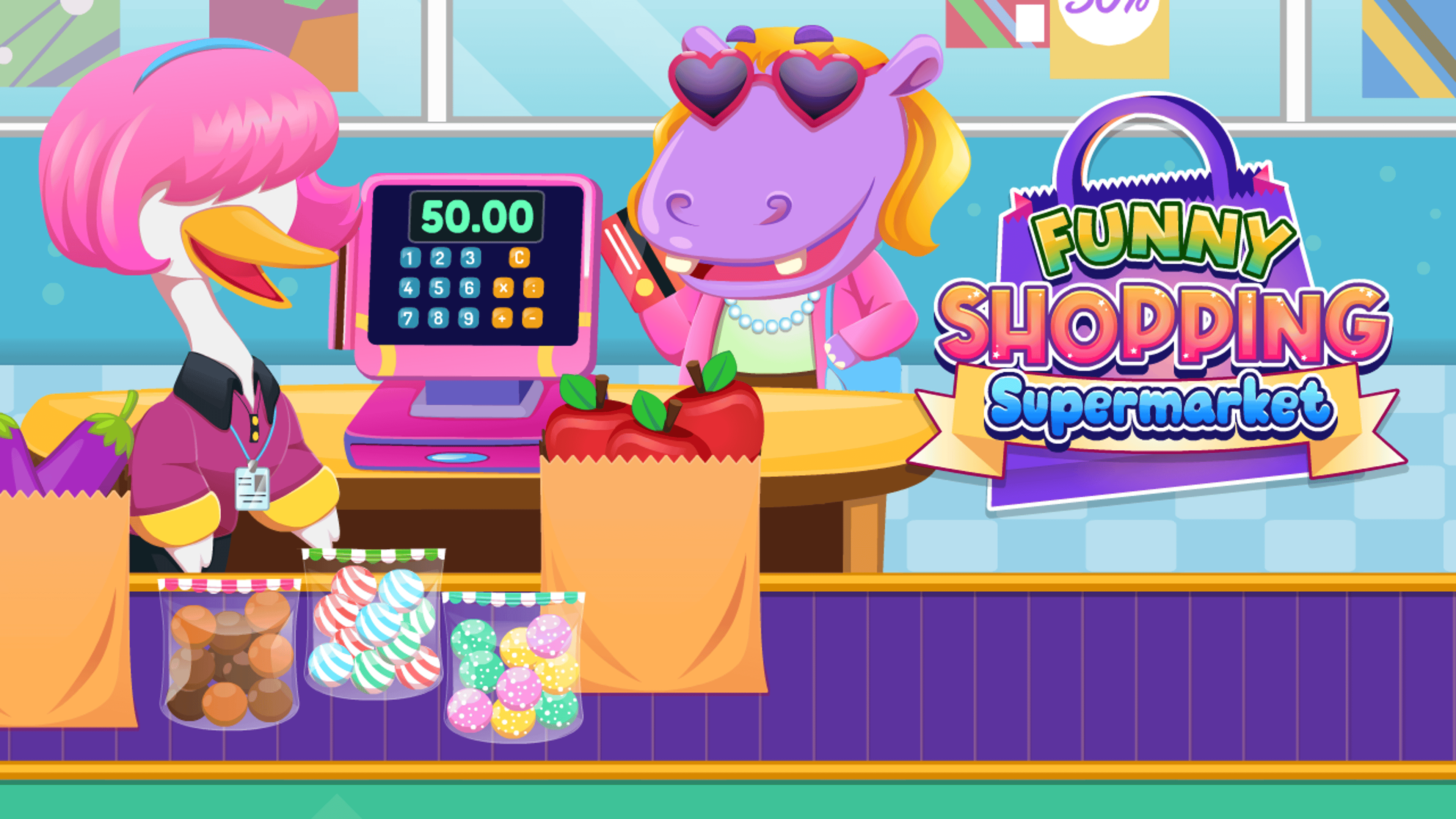 Funny Shopping Supermarket Logo