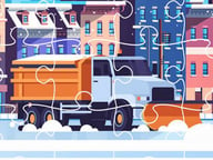 Snow Plow Trucks Jigsaw Logo