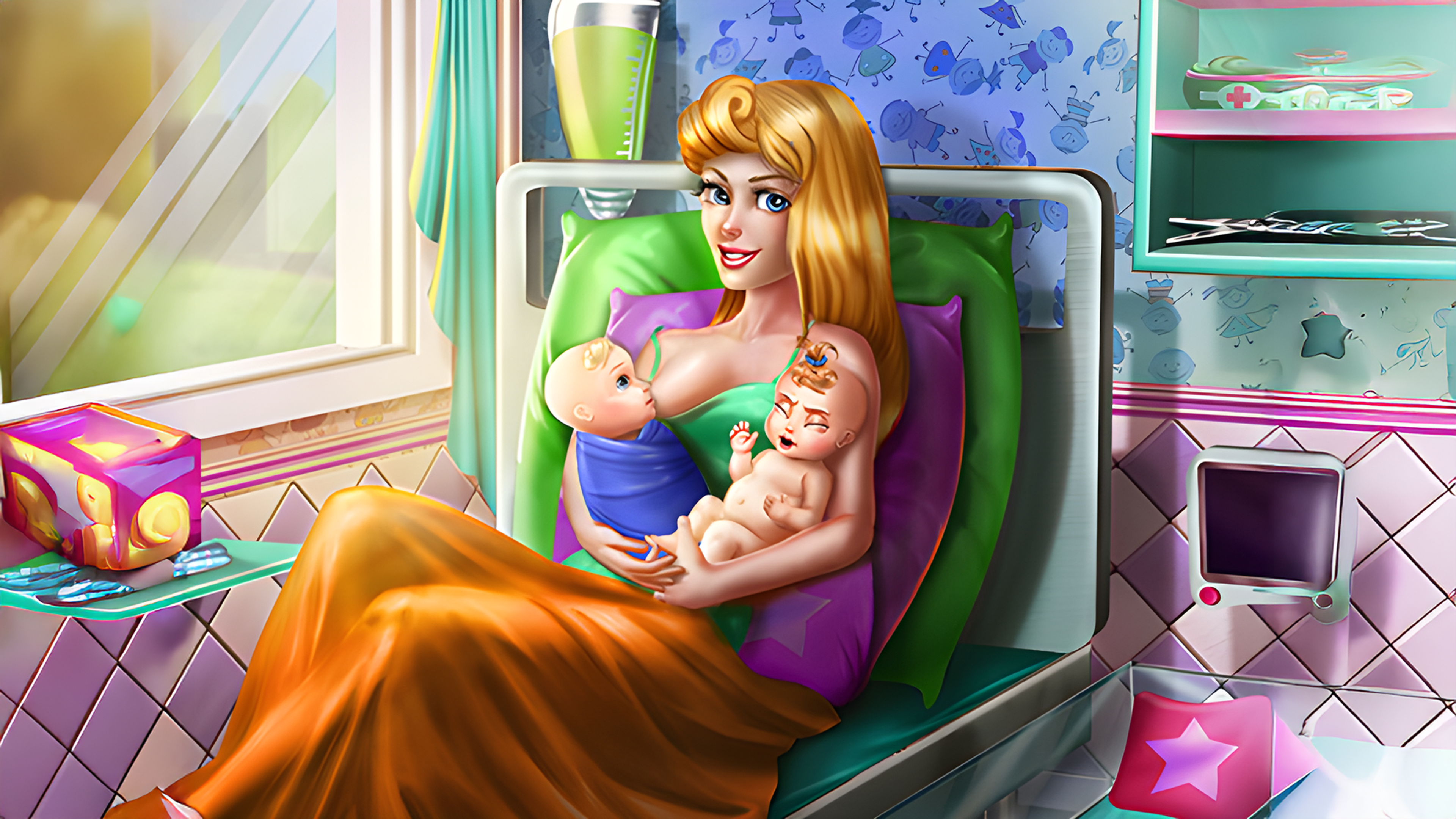 Sleepy Princess Twins Birth Logo