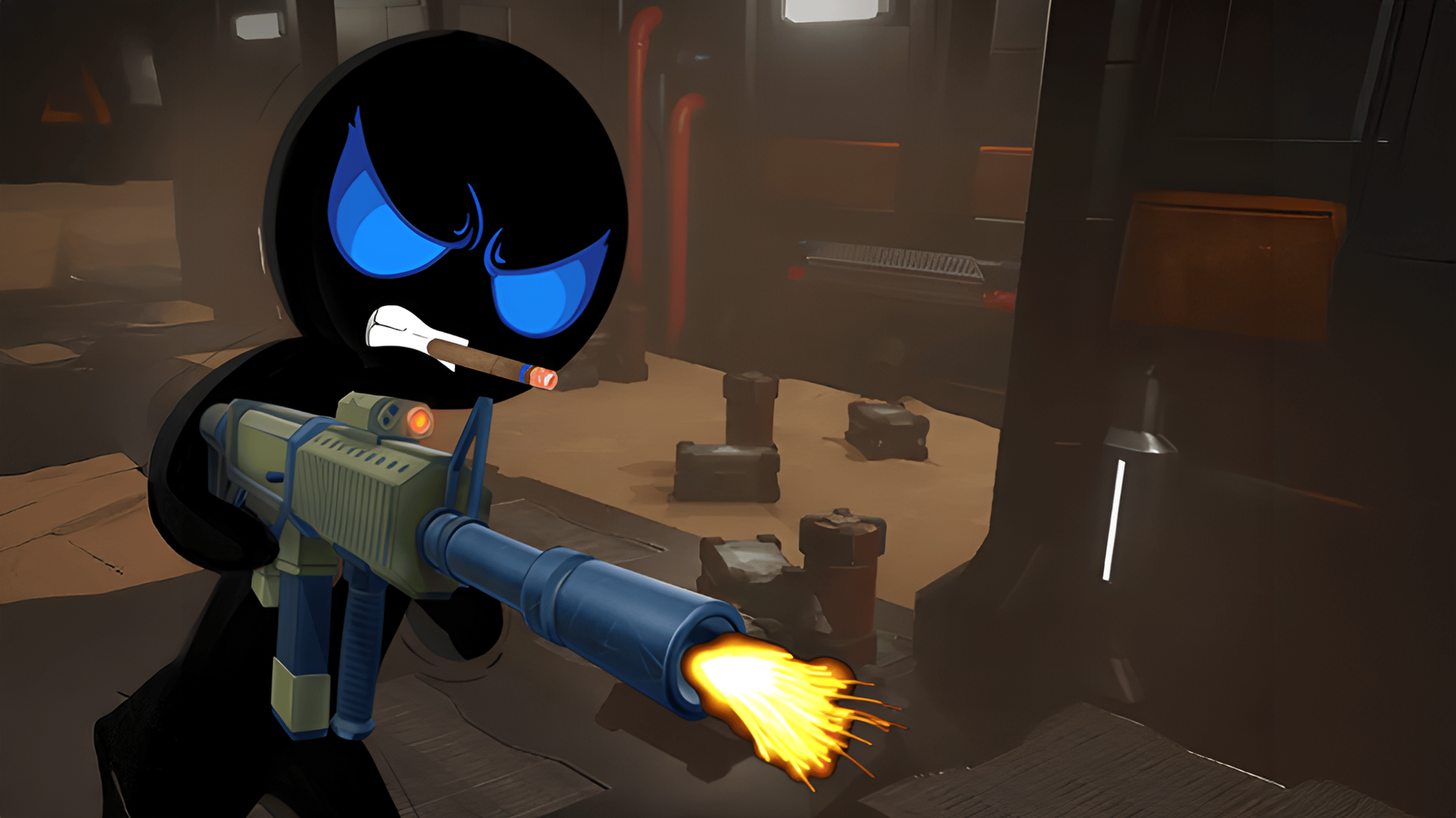 Stickman Armed Assassin Cold Space Logo