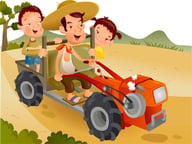 Cartoon Tractor Puzzle Logo