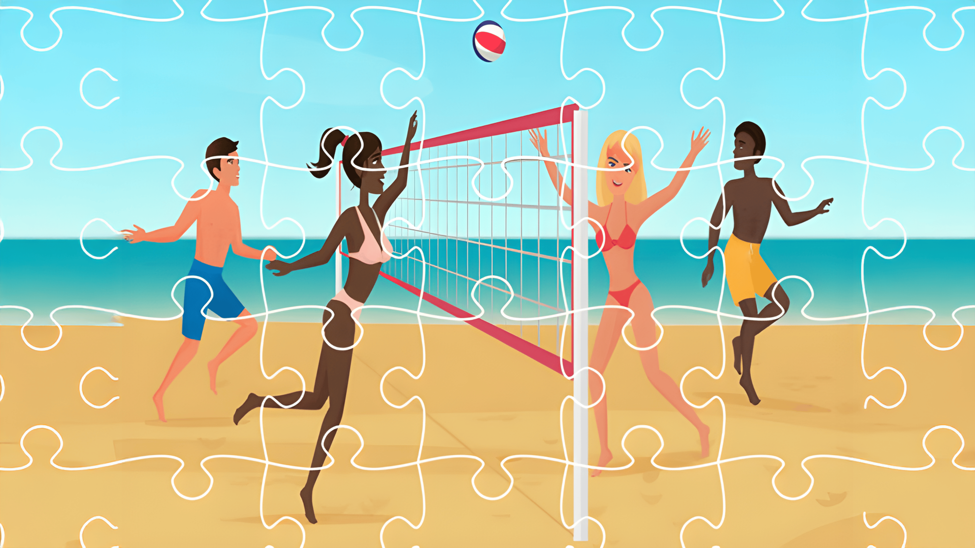 Beach Volley Ball Jigsaw Logo