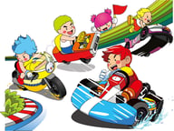 Cartoon Kart Puzzle Logo
