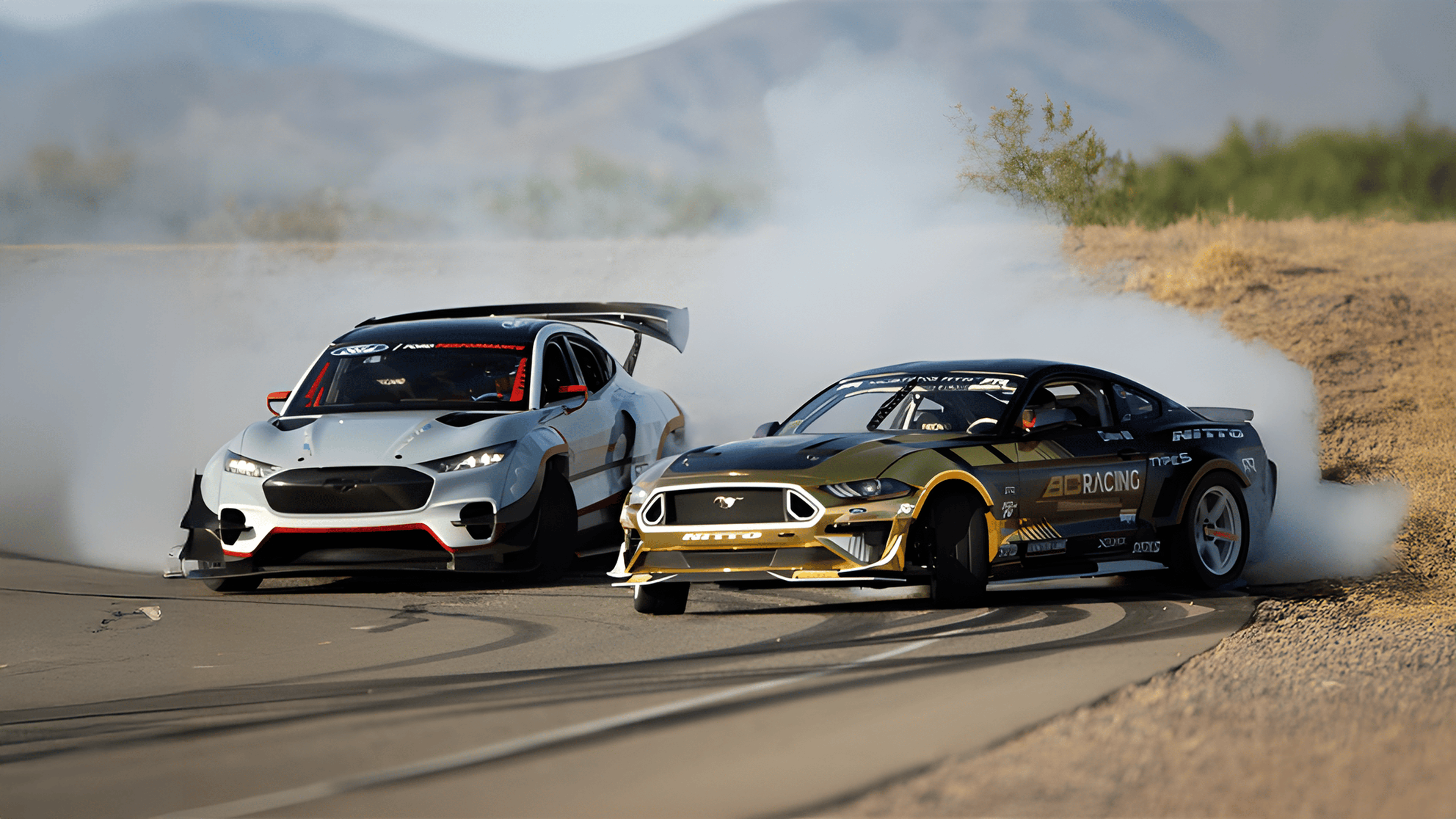 Drifting Mustang Car Puzzle Logo