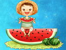 Watermelon and Drinks Puzzle Logo