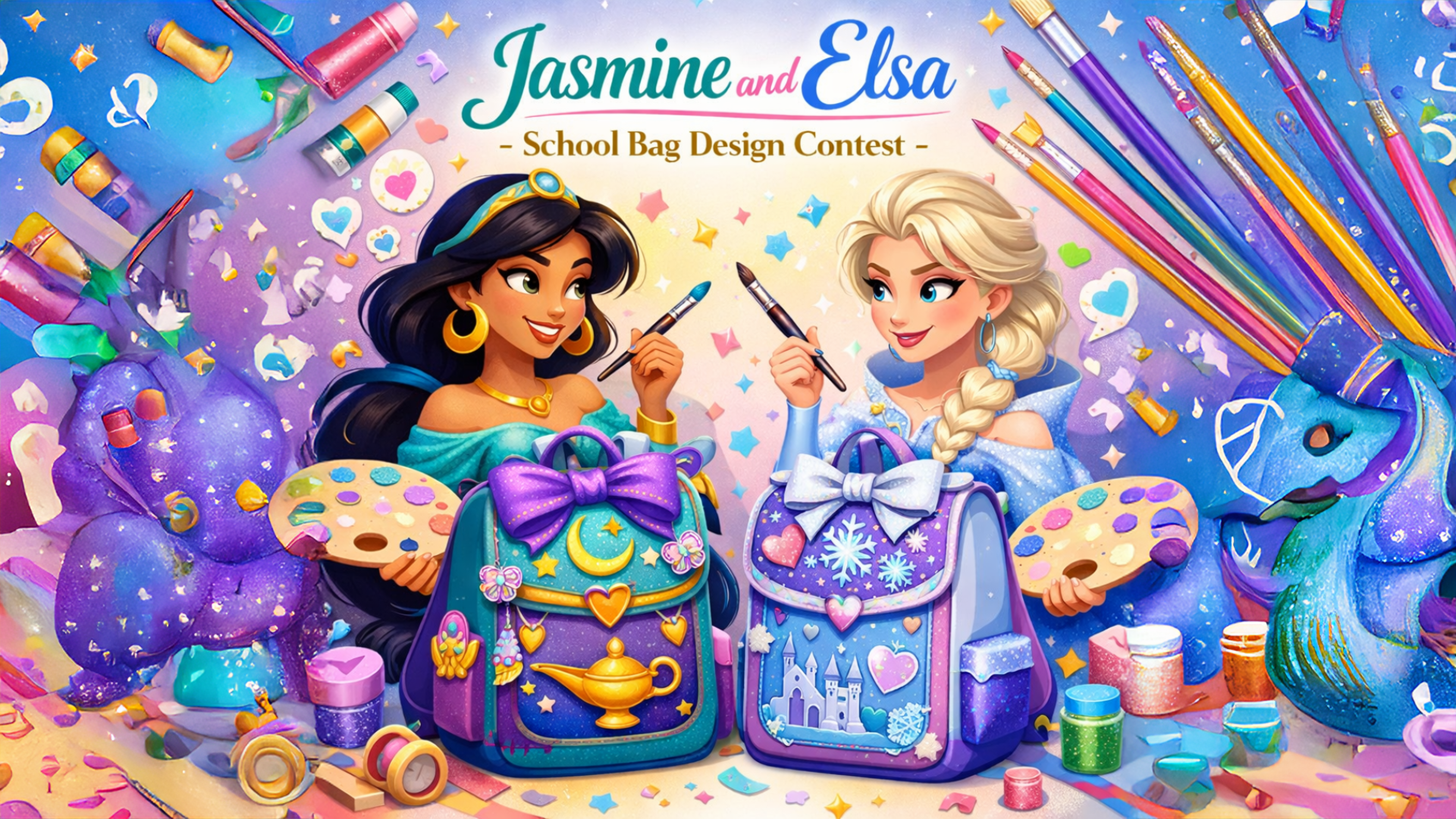 Jasmine and Elsa - School Bag Design Contest Logo