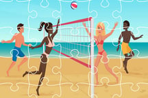 Beach Volley Ball Jigsaw Logo