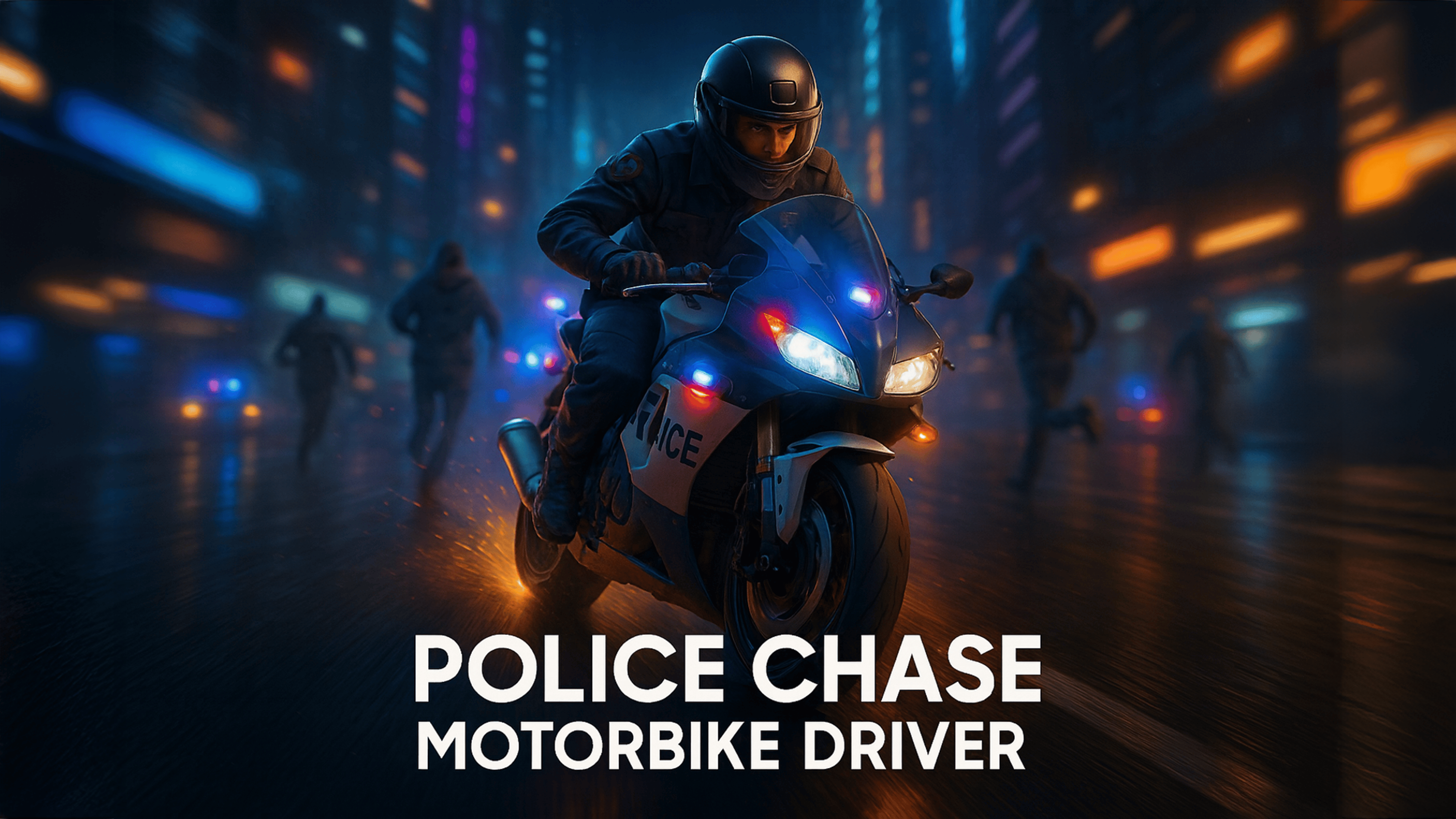 Police Chase Motorbike Driver Logo