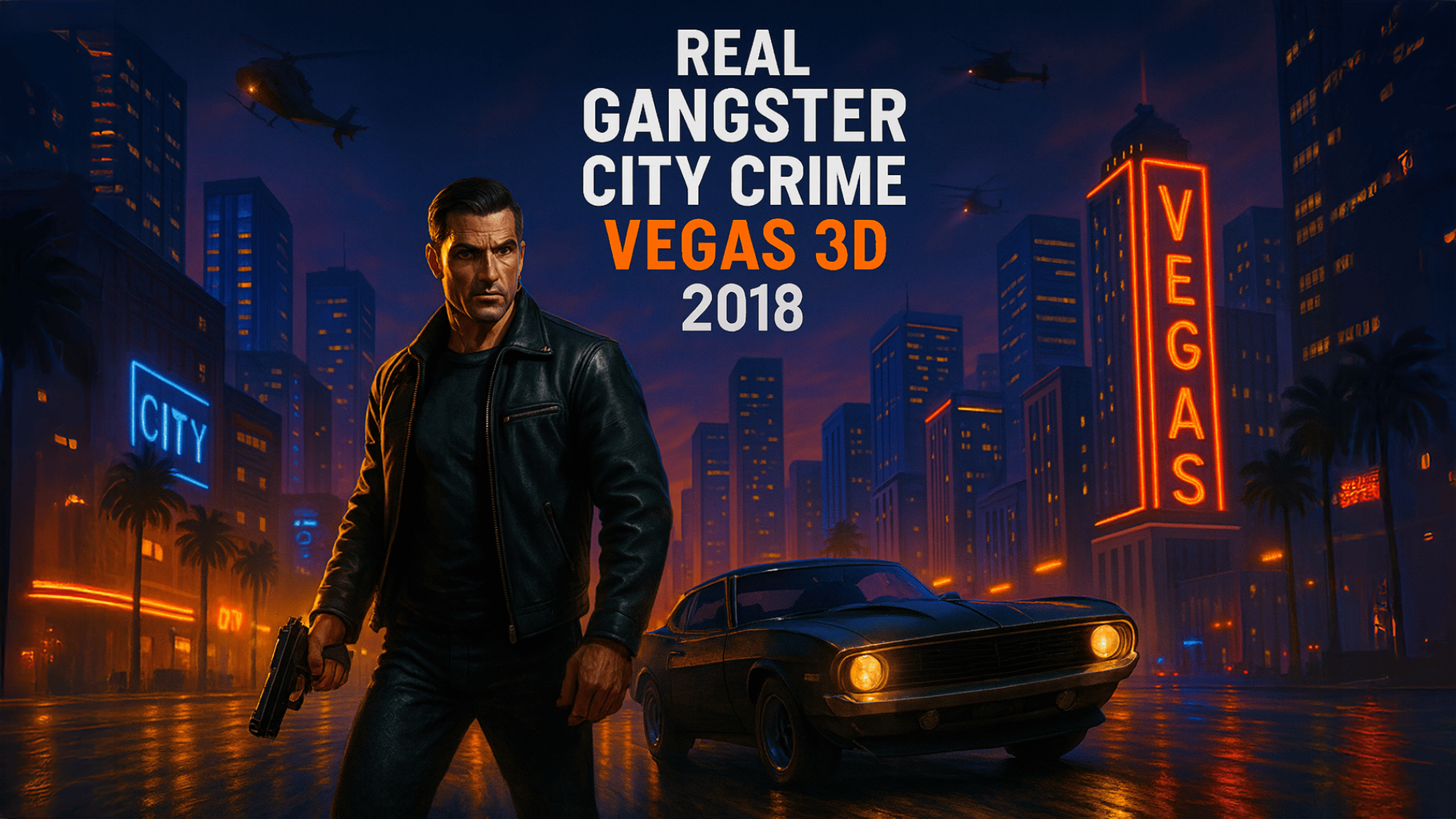 Real Gangster City Crime Vegas 3D 2018 Logo