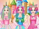 Princesses Rainbow Unicorn Hair Salon Logo