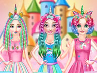 Princesses Rainbow Unicorn Hair Salon Logo