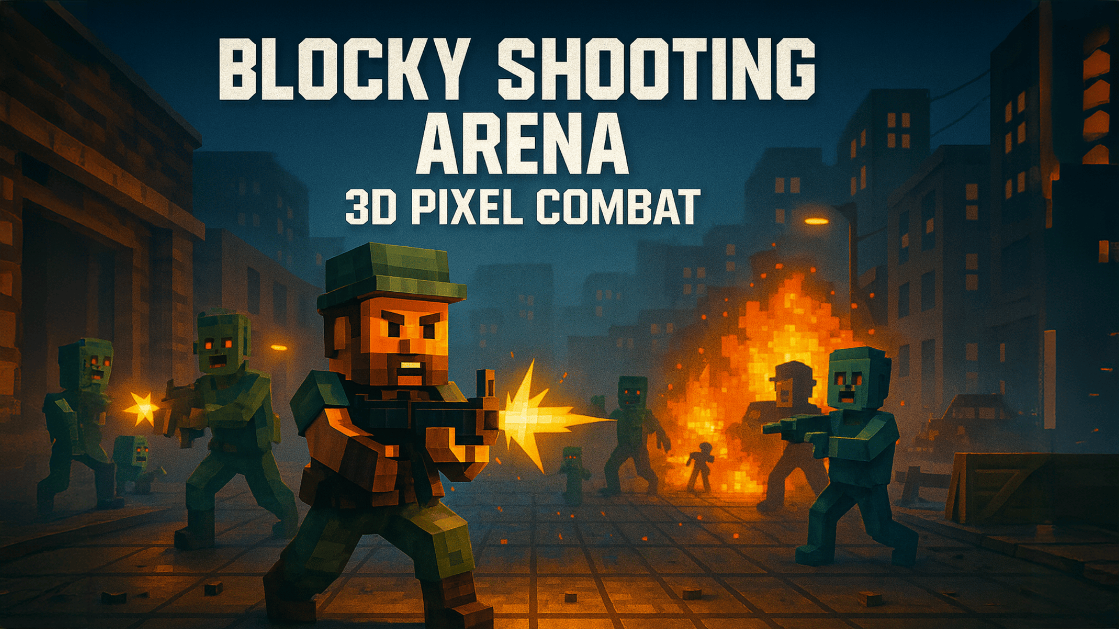 Blocky Shooting Arena 3D Pixel Combat Logo