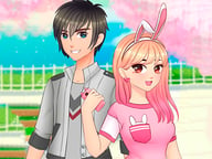 Romantic Anime Couples Dress Up Logo