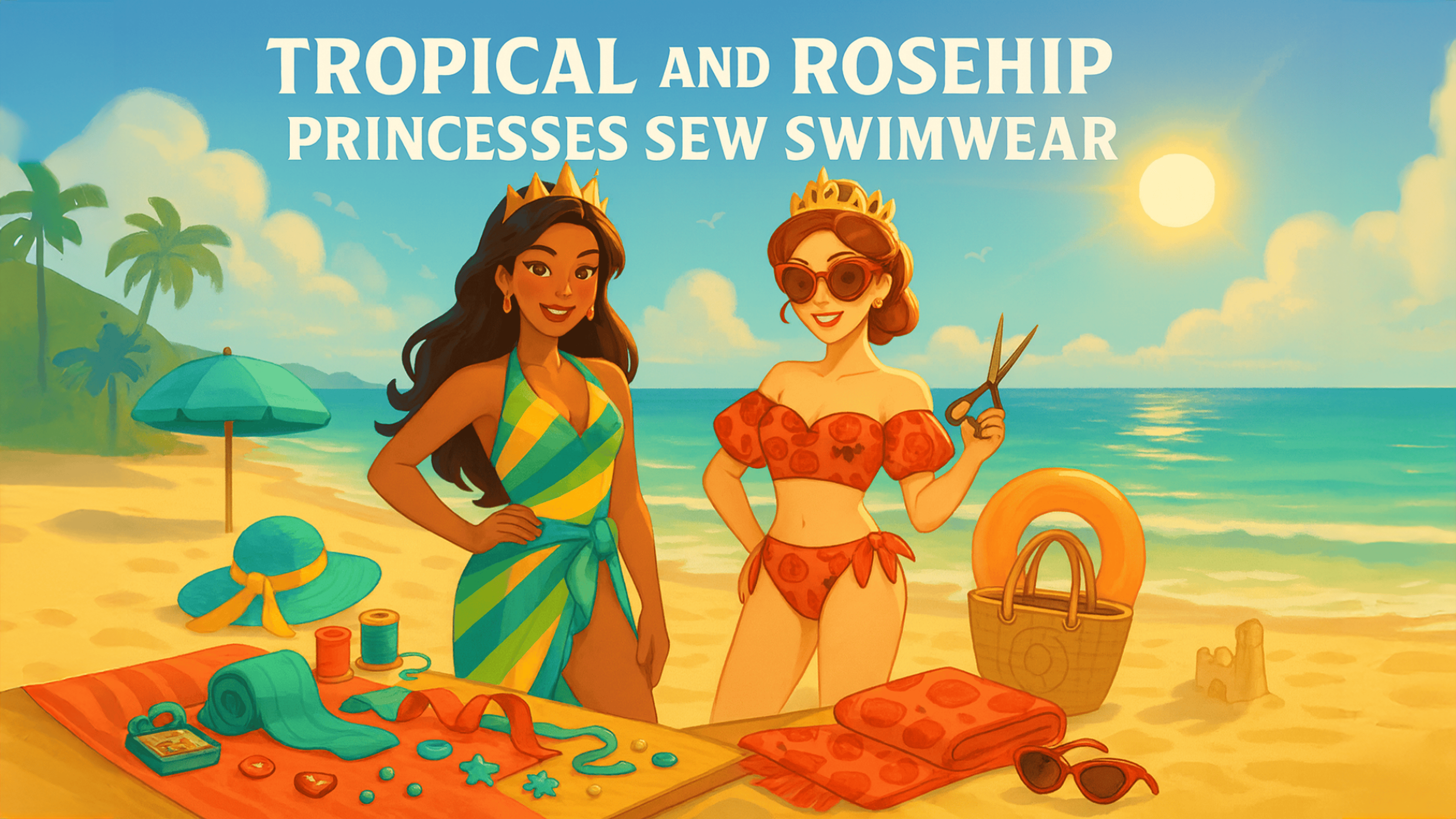 Tropical and Rosehip Princesses Sew Swimwear Logo