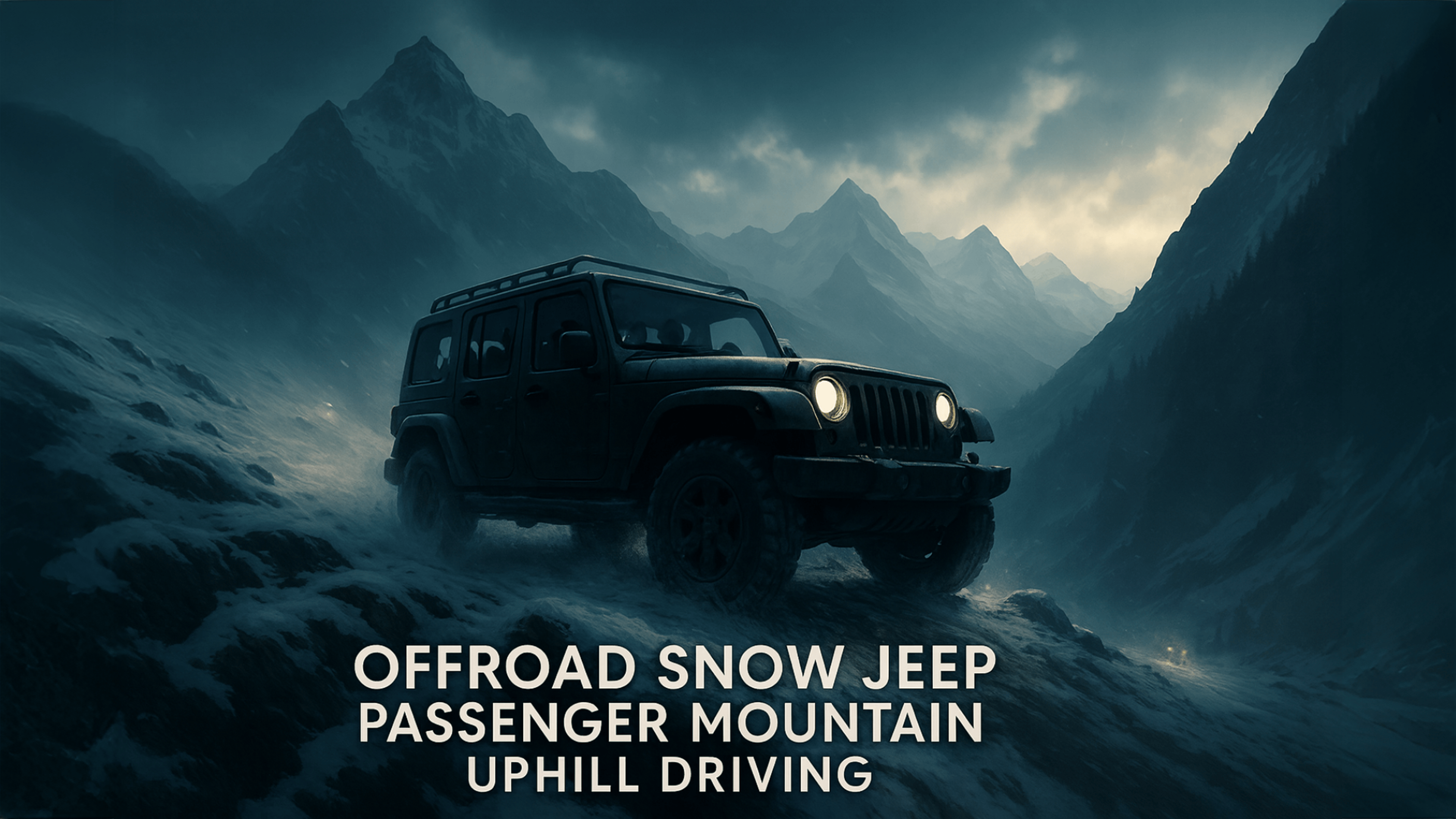 Offroad Snow Jeep Passenger Mountain Uphill Driving Logo