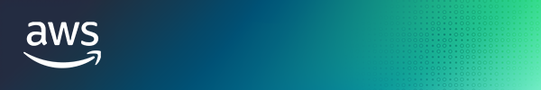 AWS banner with logo and geometric design element
