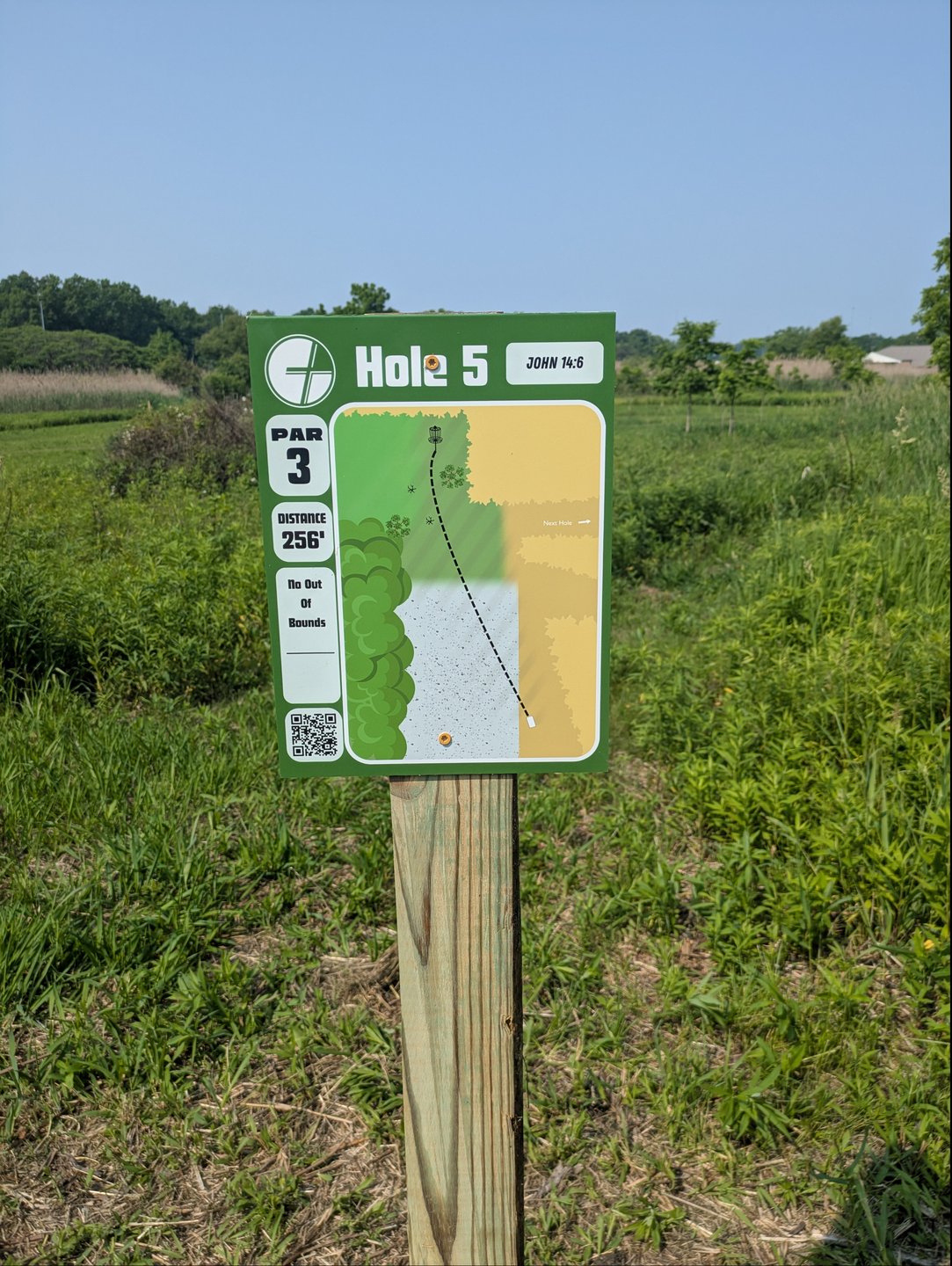 Hole 5 tee sign