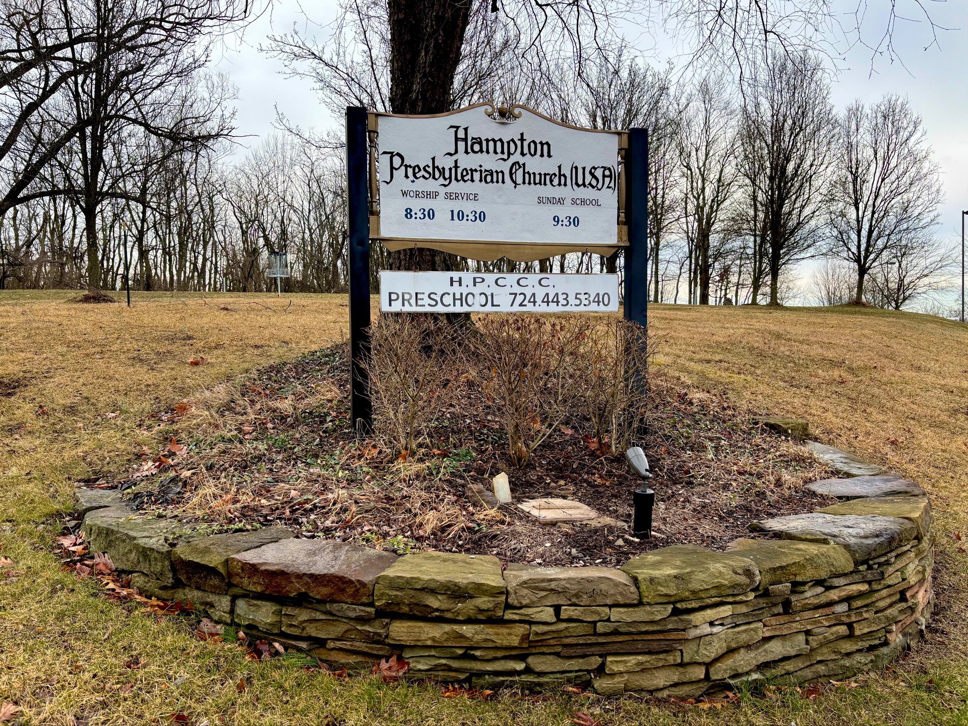 Entrance sign to the church from East Hardies