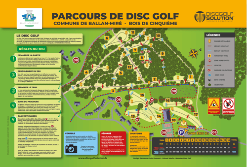 Plan général du parcours avec 18 corbeilles fixes