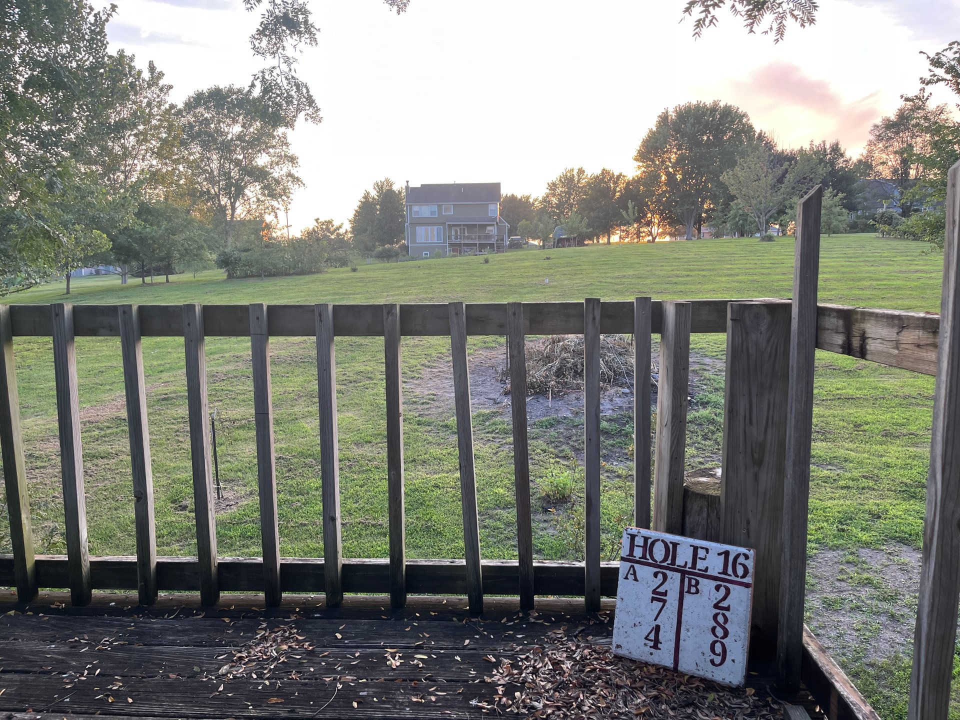 Hole 16 T-pad from “party deck”