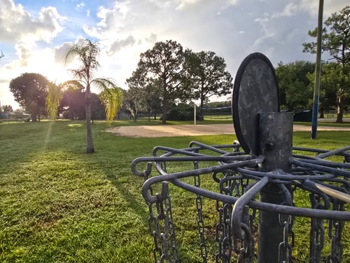 Practice basket between 1st tee and 10th tee