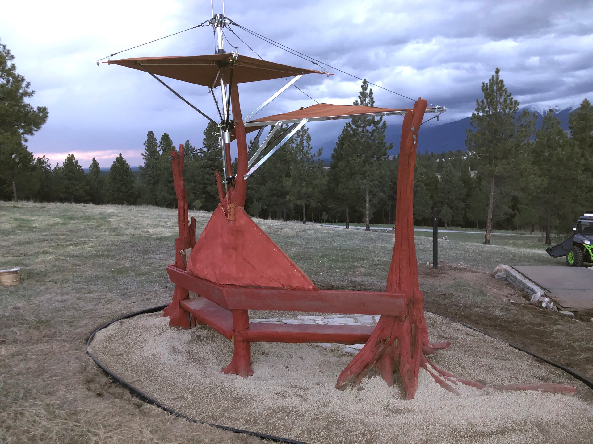 Triangle bench and view from Top of hole 9