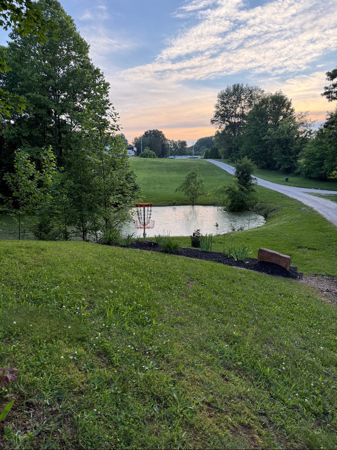Hole 9 basket and fairway 