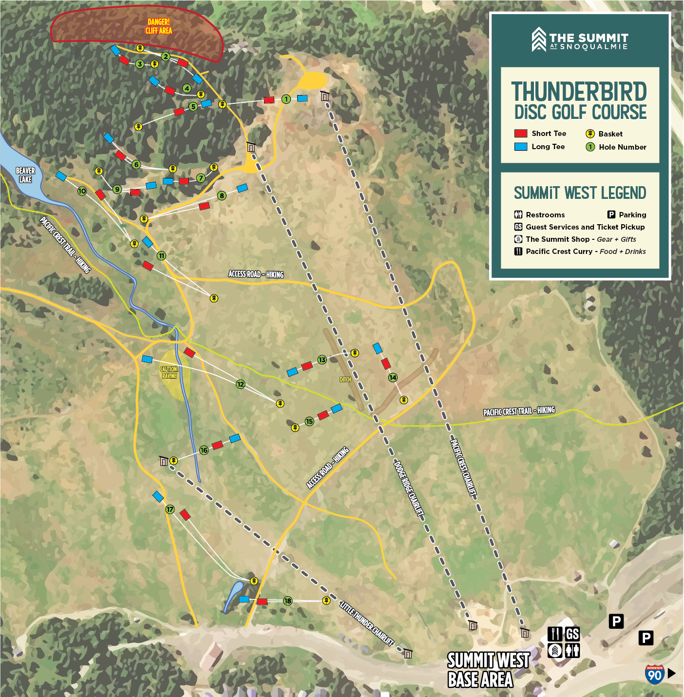 Thunderbird Disc Golf - full course map summer 2025