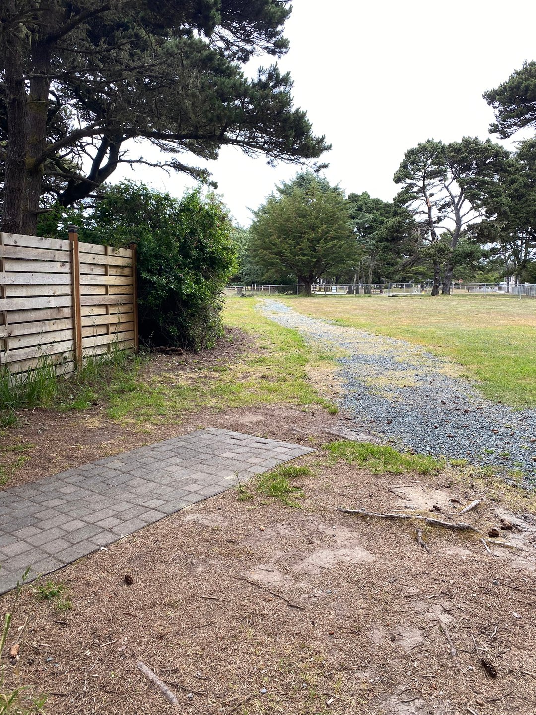 Tee pad for Holes 3 and 12 on the Main layout, and Holes 4A and 19A on the Bandon 30 layout.  Tee Pad is located south of the dog park along the path.