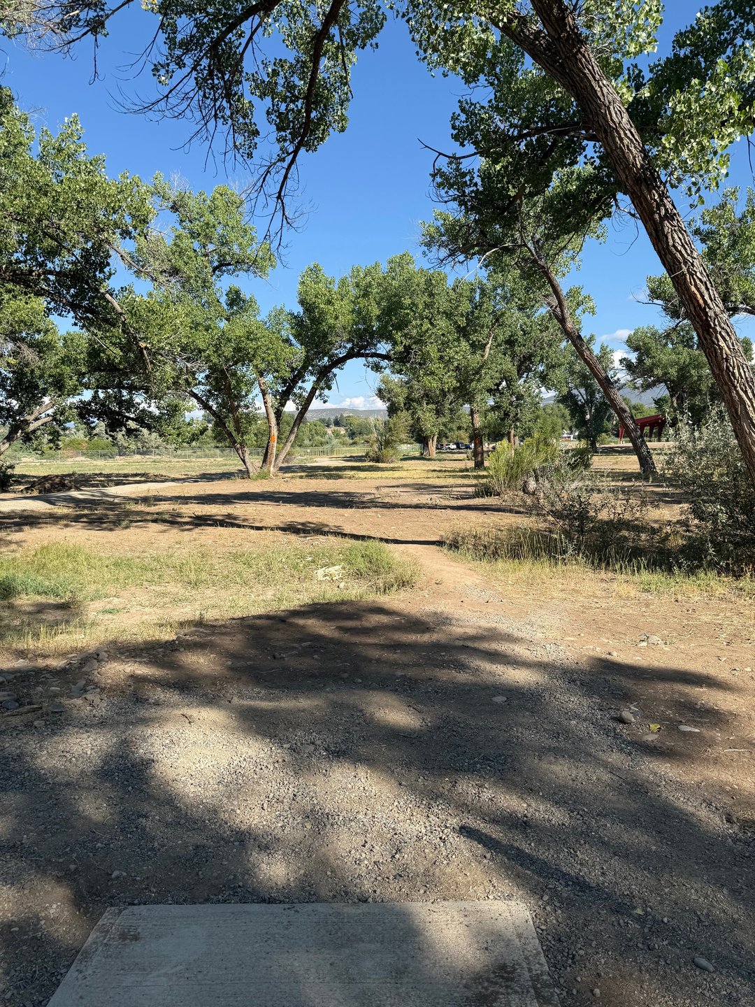 The view off of the tee pad of hole 18. Watch out for the mandos.