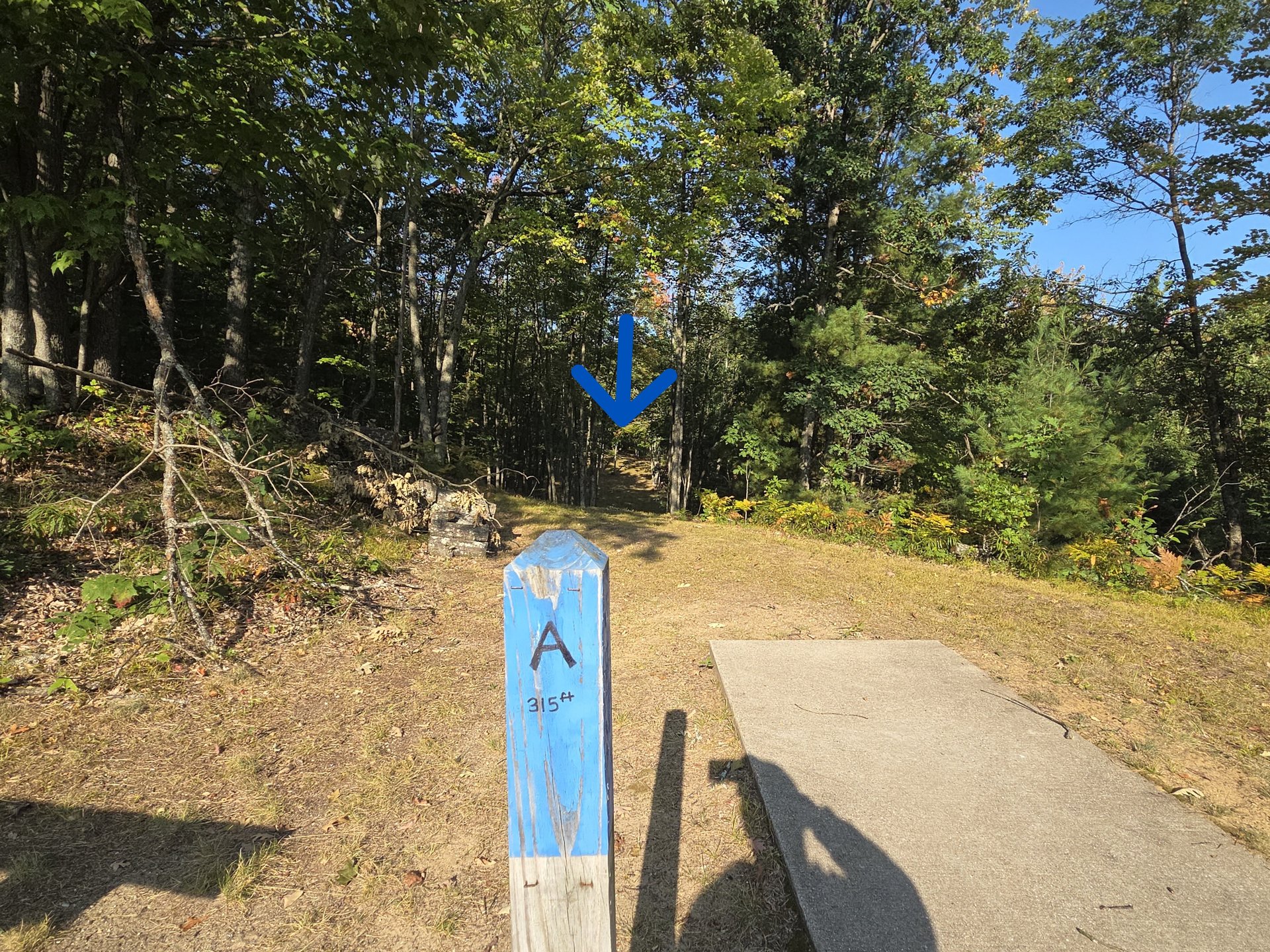 #A Tee to Basket uo the far hill slightly left 
