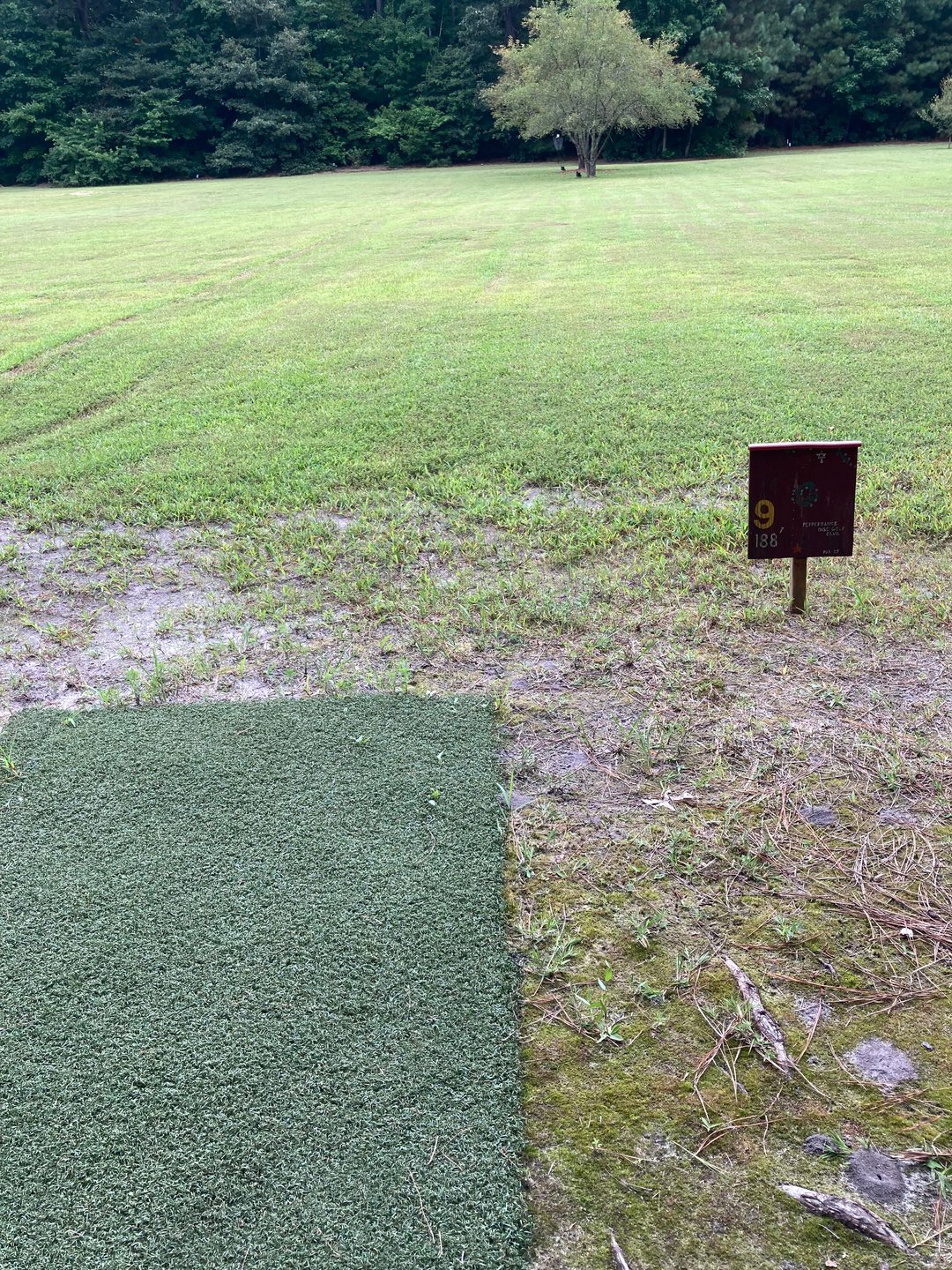 Hole 9 tee sign and pad