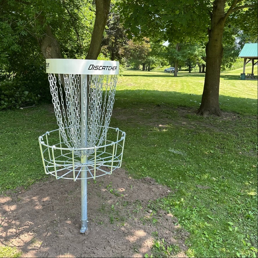 Hole 4 basket looking back towards the tee.